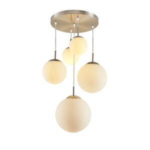 Lindby Pendelleuchte Heleska 4018307 Modern in Alu aus Metall 5-flammig E27 Wohnzimmerleuchte