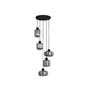 Lindby Pendelleuchte Hildur 10030776 in Alu aus Glas 5-flammig E27 Wohnzimmerleuchte