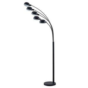 Lindby Stehlampe Bogenleuchte Jewa 9627099 Modern in Schwarz aus Metall 5-flammig E14 Wohnzimmerleuchte
