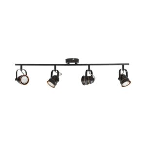 Lindby Strahler Leonor 9639068 in Schwarz aus Metall 4-flammig GU10 Wohnzimmerleuchte