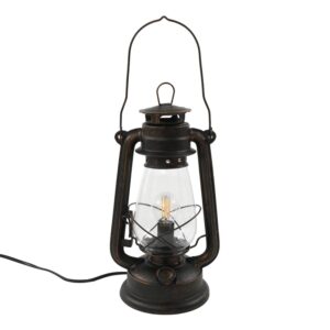 Lindby Tischlampe Laterne Raisa 9624812 Retro Vintage Antik in Braun aus Metall 1-flammig E14 Wohnzimmerleuchte