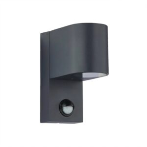 Lindby Wandleuchte Außen Gelso 10012776 mit Bewegungsmelder Spritzwassergeschützt Modern in Schwarz aus Aluminium 1-flammig GU10