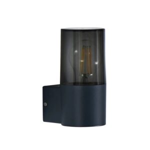 Lindby Wandleuchte Außen Heulo 10025779 Spritzwassergeschützt Modern in Schwarz aus Aluminium 1-flammig E27