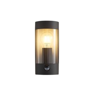Lindby Wandleuchte Außen Junias 9977058 mit Bewegungsmelder Spritzwassergeschützt Modern in Schwarz aus Edelstahl 1-flammig E27