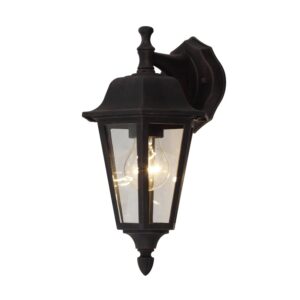 Lindby Wandleuchte Außen Lamina 9630055 Spritzwassergeschützt Retro Vintage Antik in Braun aus Aluminium 1-flammig E27