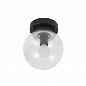 Lucande Deckenlampe Badolo 10020356 Spritzwassergeschützt in Schwarz aus Metall 1-flammig E14 Badezimmerleuchte