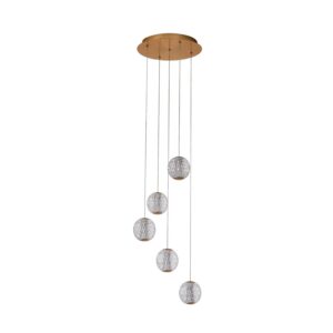 Lucande LED Ismenia 10025878 Retro Vintage Antik in Bronze aus Metall 5-flammig Wohnzimmerleuchte