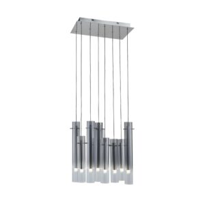 Lucande LED Pendelleuchte Korvitha 10020071 Dimmbar Modern in Alu aus Glas 8-flammig Wohnzimmerleuchte