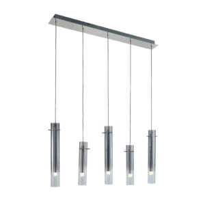 Lucande LED Pendelleuchte Korvitha 10020072 Dimmbar Modern in Alu aus Glas 5-flammig Wohnzimmerleuchte
