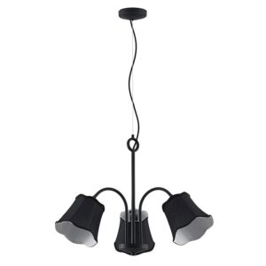 Lucande Pendelleuchte Binta 9639458 Retro Vintage Antik in Schwarz aus Textil 3-flammig E14 Wohnzimmerleuchte