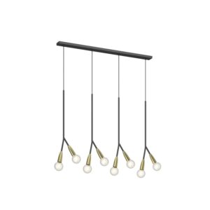 Lucande Pendelleuchte Carlea 9639205 Modern in Schwarz aus Metall 8-flammig E27 Wohnzimmerleuchte