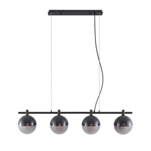Lucande Pendelleuchte Dustian 9639223 Design Modern in Schwarz aus Glas 4-flammig E27 Wohnzimmerleuchte