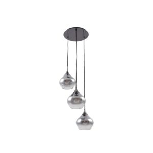 Lucande Pendelleuchte Jarven 10030103 Modern in Alu aus Glas 3-flammig E27 Wohnzimmerleuchte
