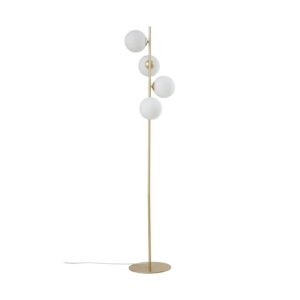Lucande Stehlampe Isandro 10041799 Modern in Gold Messing aus Metall 4-flammig G9 Wohnzimmerleuchte