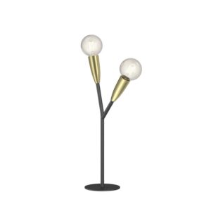 Lucande Tischlampe Carlea 9639201 Modern in Schwarz aus Metall 2-flammig E27 Wohnzimmerleuchte
