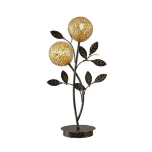 Lucande Tischlampe Evory 9626379 Florentiner in Schwarz aus Metall 2-flammig G9 Wohnzimmerleuchte