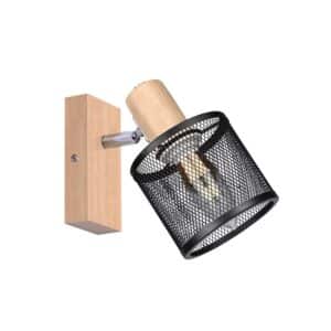 NETTLIFE Deckenstrahler aus Wood 1xE14 Schwarz