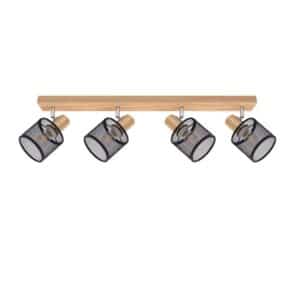 NETTLIFE Deckenstrahler aus Wood 4xE14 Schwarz