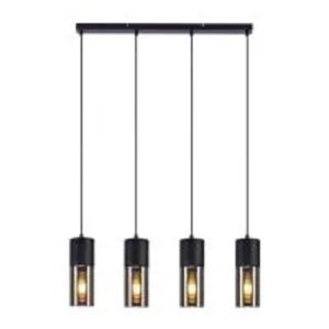 NETTLIFE Esstisch-Pendelleuchte E27 Hängelampe 4-flammig VERSTELLBARE LED Moderner Glasschirm