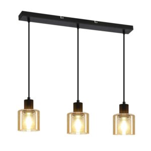 NETTLIFE Esstisch Pendelleuchte Vintage Hängelampe 3-flammig E27 Schwarz Metall Retro