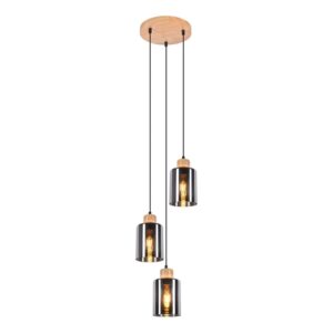 NETTLIFE Pendelleuchte aus Holz E27 Hängelampe Vintage Glas Esstischlampe-2
