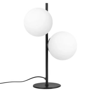 NETTLIFE Tischlampe Nachttischlampe Schwarz Wohnzimmer E27 Modernes Design Glas Industrial Vintage Metall 2-flammig