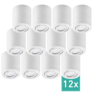 Oktaplex 12er Set Aluminium Aufbauspot Lile M Schwenkbar inkl. LED-Module Warmweiß 3000K 230V Weiß