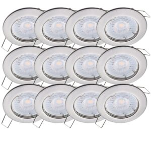 Oktaplex 12er Set Einbauspot Sedan Stufenlos Dimmbar Warmweiß 3000K 380lm Gebürstete Edelstahloptik Deckenstrahler