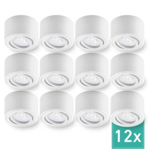 Oktaplex 12er Set Strahler Spots Lile S inkl. LED-Module Dimmbar Warmweiß 2700K 230V Alu Weiß