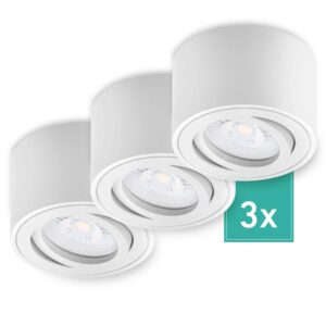Oktaplex 3er Set Alu Aufbauspot Lile S Schwenkbar inkl. LED-Module Warmweiß 3000K 230V Weiß