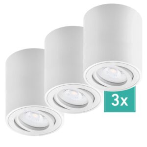 Oktaplex 3er Set Aluminium Aufbauspot Lile M Schwenkbar inkl. LED-Module Warmweiß 2700K 230V Weiß
