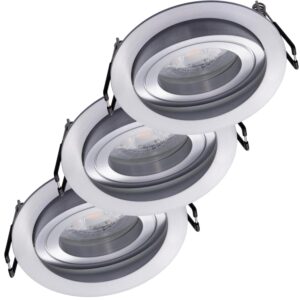 Oktaplex 3er Set Deckeneinbaustrahler Aluminium Lyon Schwenkbar Stufenlos Dimmbar 3000K Warmweiß 380lm Deckenstrahler