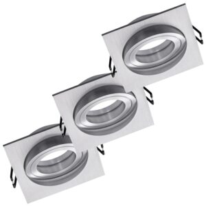 Oktaplex 3er Set Deckeneinbaustrahler Aluminium Lyon Schwenkbar für LED-Module Spot Silber Eckig
