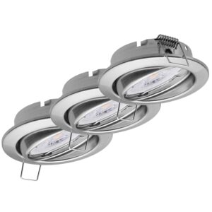 Oktaplex 3er Set Deckeneinbaustrahler Dijon 3-Step Dimmbar LED Modul Warmweiß Edelstahl Gebürstet Spot Schwenkbar