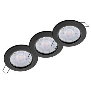 Oktaplex 3er Set Einbauleuchte Sedan Stufenlos Dimmbar Warmweiß 3000K 380lm 5W Schwarz Deckenspot