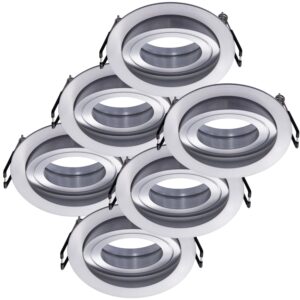 Oktaplex 6er Set Deckeneinbaustrahler Aluminium Lyon Schwenkbar für LED-Module Spot Silber Rund