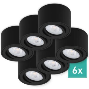 Oktaplex 6er Set Deckenspot Lile S inkl. LED-Module Dimmbar Warmweiß 3000K 230V Aluminium Black