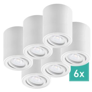 Oktaplex 6er Set Deckenstrahler Aluminium Lile M inkl. GU10 Fassung Spot Spotrahmen 230V Weiß