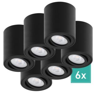 Oktaplex 6er Set Deckenstrahler Lile M inkl. LED-Module Dimmbar Warmweiß 2700K 230V Aluminium Schwarz