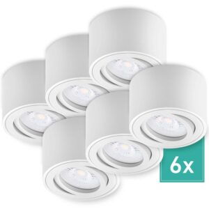Oktaplex 6er Set Deckenstrahler Lile S inkl. LED-Module Dimmbar Warmweiß 2700K 230V Aluminium Weiß