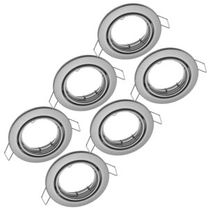 Oktaplex 6er Set Einbaustrahler Dijon Schwenkbar für 50mm LED-Module Deckenspot Edelstahl Gebürstet