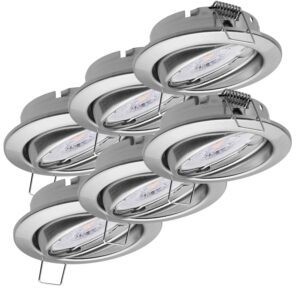 Oktaplex 6er Set Einbaustrahler Dijon Schwenkbar inkl. LED Modul Warmweiß Edelstahl Gebürstet Deckenspot