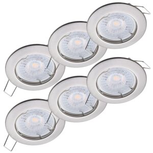 Oktaplex 6er Set Einbaustrahler Sedan 3-Stufen Dimmbar Warmweiß 2700K 380lm Gebürstete Edelstahloptik LED Deckenspot