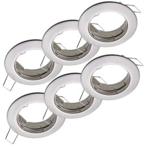 Oktaplex 6er Set Einbaustrahler Sedan für LED-Module 50mm Deckenstrahler Gebürstete Edelstahloptik Deckenspot