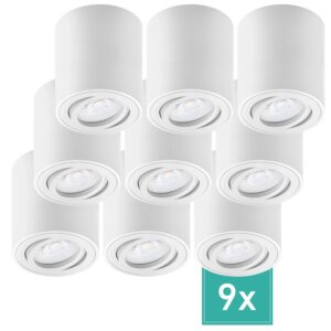 Oktaplex 9er Set Aufputz Spot Lile M inkl. LED-Module Dimmbar Warmweiß 3000K 230V Aluminium Weiß