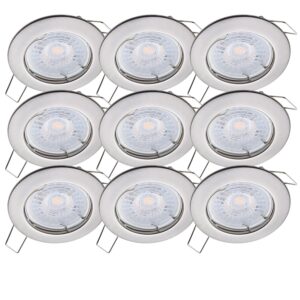 Oktaplex 9er Set Deckenstrahler Sedan inkl. LED-Module Warmweiß 380lm Gebürstete Edelstahloptik Einbauspot
