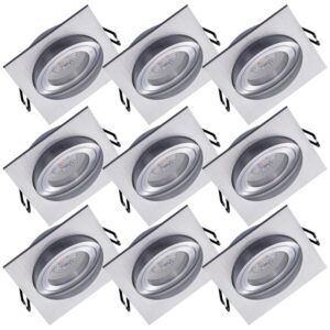 Oktaplex 9er Set Einbaustrahler Aluminium Lyon Schwenkbar Stufenlos Dimmbar 3000K Warmweiß 380lm 5W Deckenspot