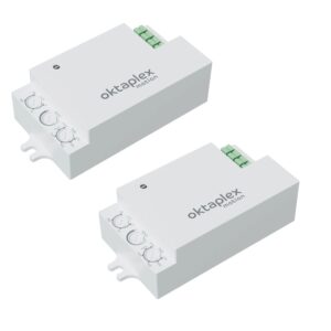 Oktaplex Amy Einbau Präsenzmelder 2er Set HF 24 GHz Nachrüstkit 360 Grad Bewegungssensor Weiß