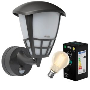 Oktaplex Bel Außenlampe mit Sensor Bel inklusive E27 Leuchtmittel Warmweiß IP54 Anthrazit