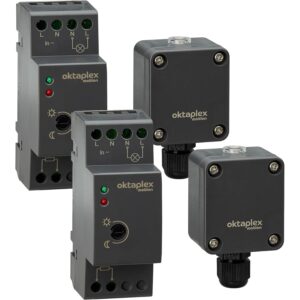 Oktaplex Edi 230V Dämmerungsschalter 2er Set für Hutschiene mit Externen Sensor